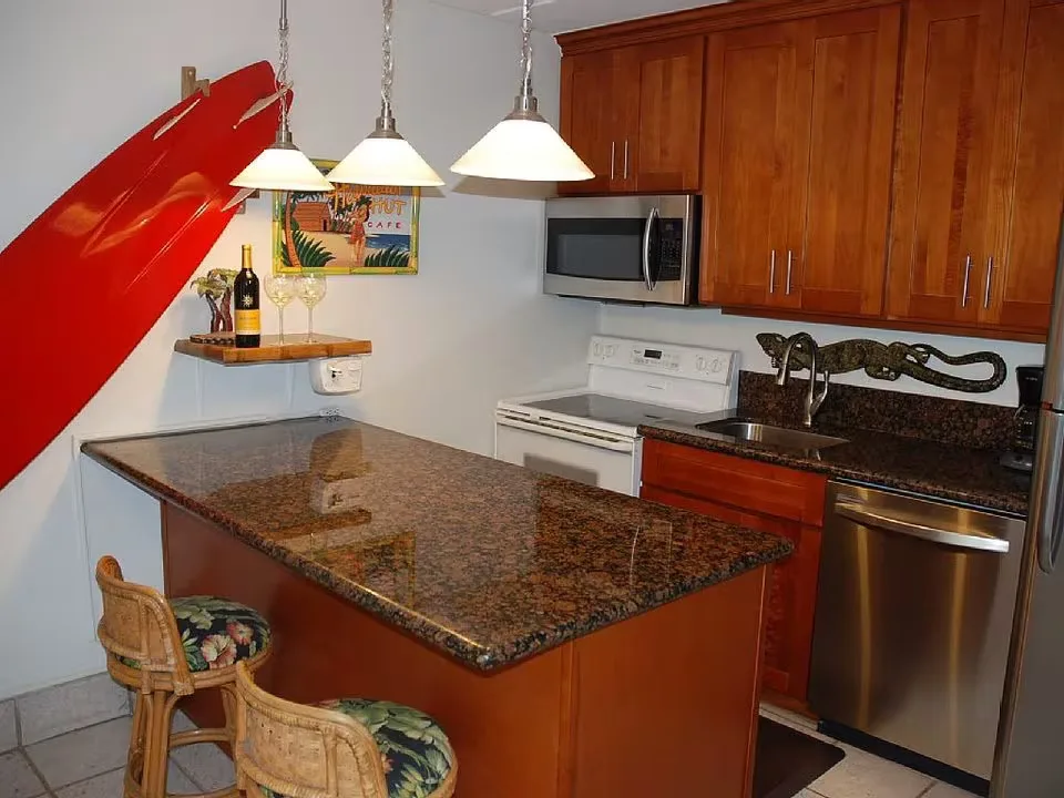 Full kitchen inside Kihei Kai Nani #166